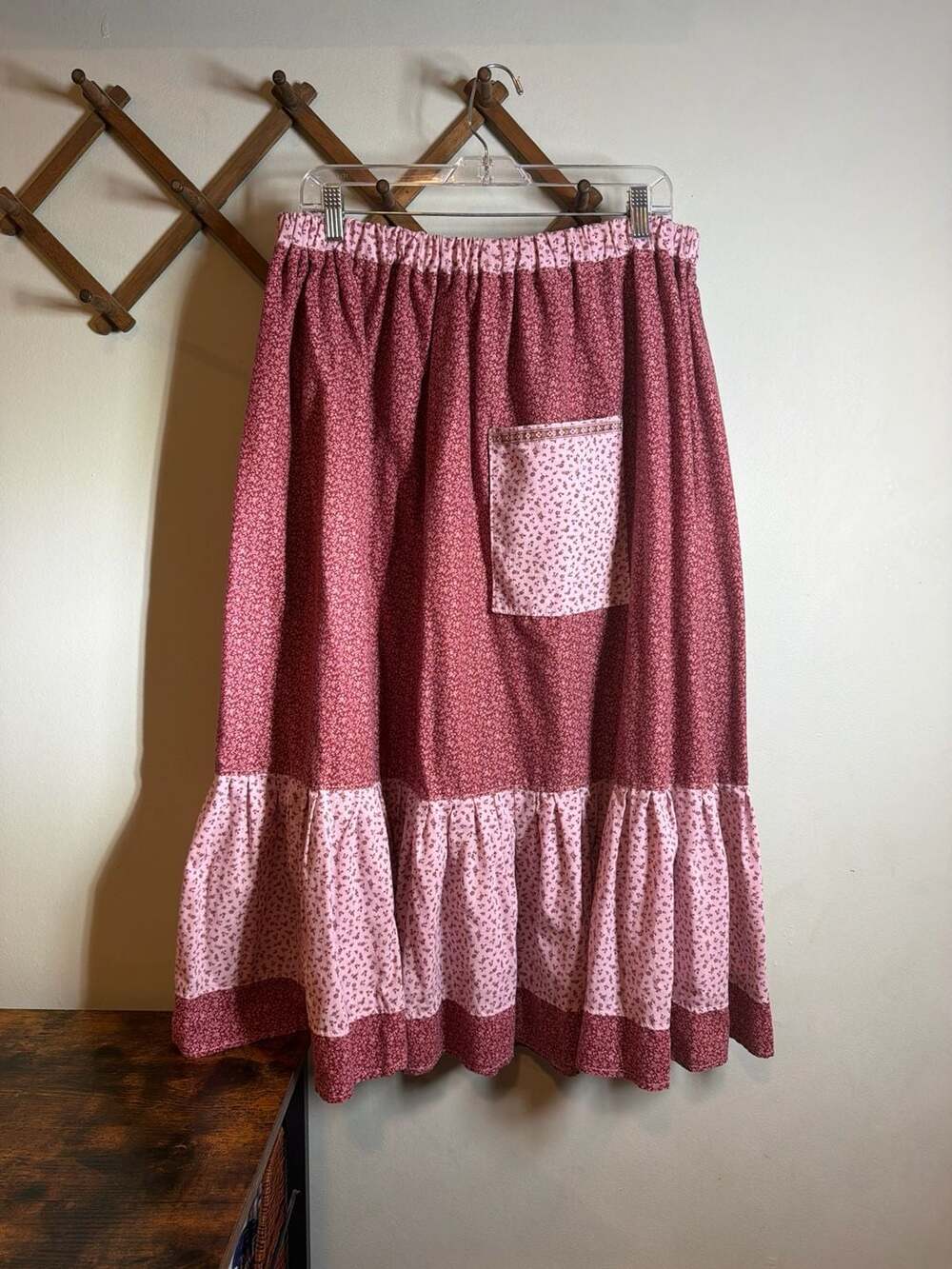 Attick Patchwork Tiered Floral Patchwork Maxi Skirt with Pocket